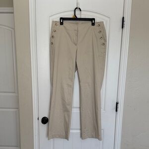 LOFT Cream Trousers with Button Detail